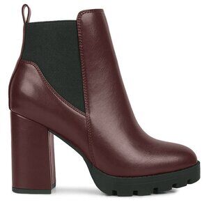London Rag Bolt Women's Block Heel Chelsea Boots, Size: 8, Bergundy